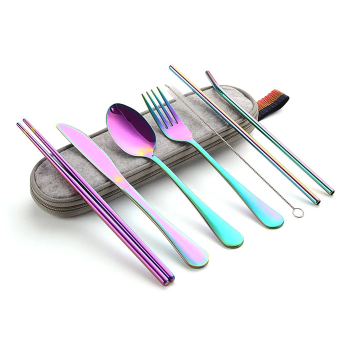 8 Piece Portable Cutlery Set For Outdoor Picnics Travel And Students