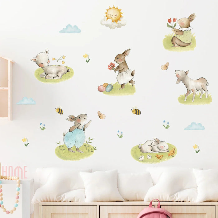 Adorable Rabbit Wall Decals For Kids Room Decor