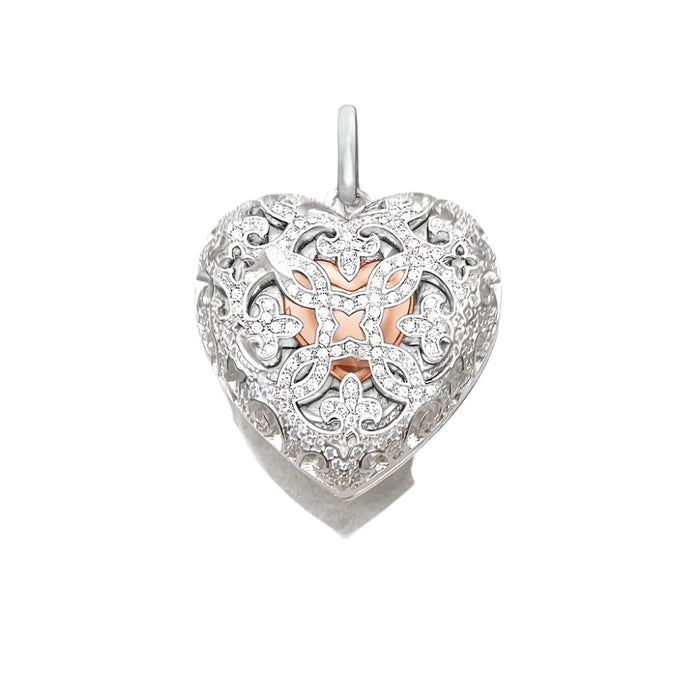 925 Sterling Silver Love Heart Locket Pendant Fashion Jewelry For Women