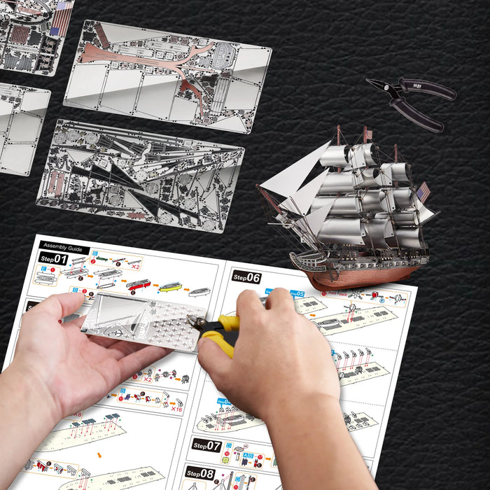 Adult Diy 3D Metal Sailing Frigate Puzzle Kit