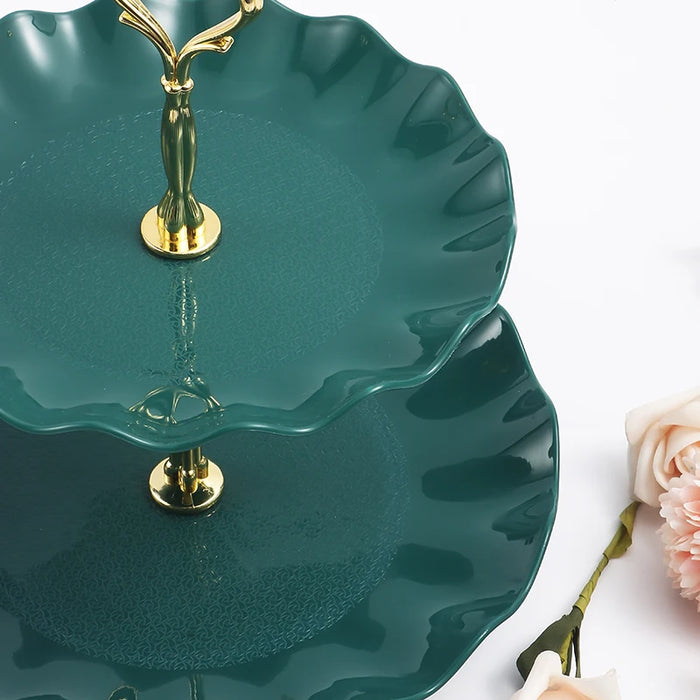 Round Double Layer Cake Stand For Weddings And Parties