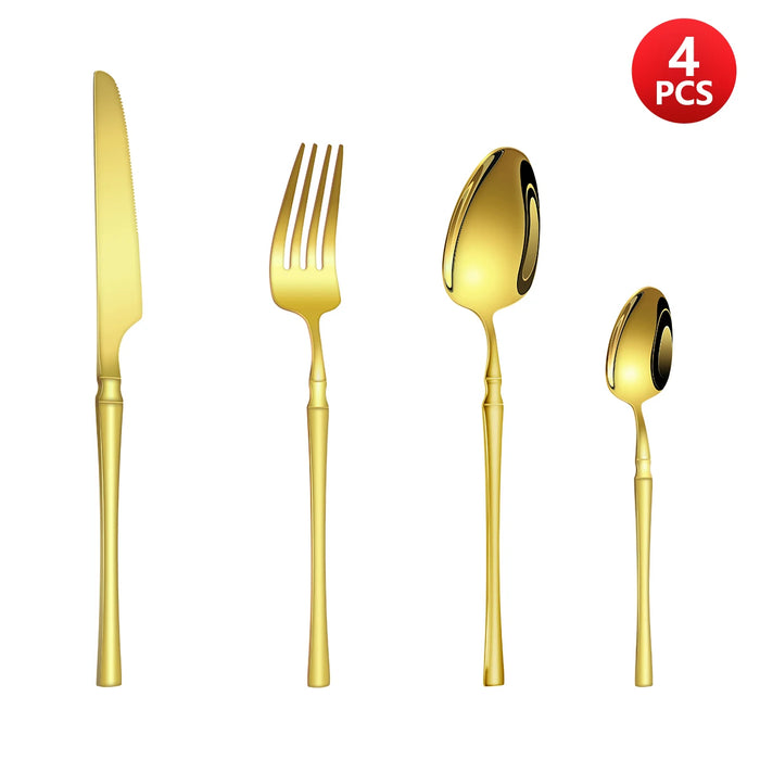4 / 6 / 16 / 24 Piece Stainless Steel Cutlery Set Gold Kitchen Utensils