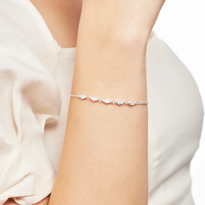 925 Sterling Silver Modern Link Chain Bracelet Happiness Jewelry For Women