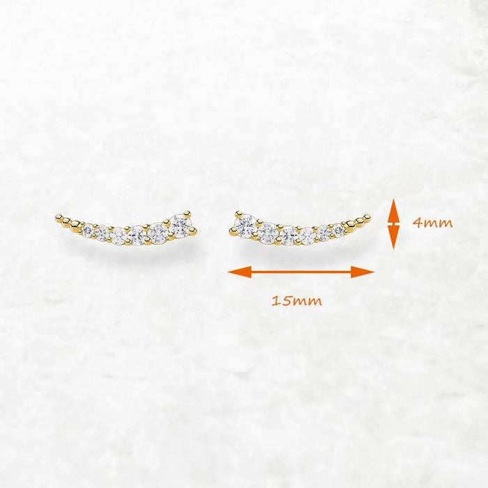 925 Sterling Silver White Stone Ear Climbers For Women