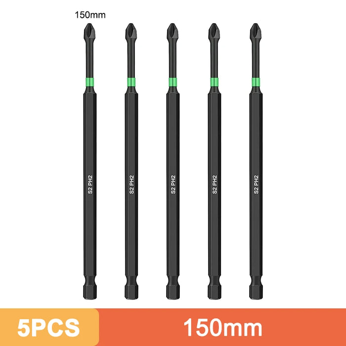 Ph2 Magnetic Cross Impact Screwdriver Bit Set High Hardness Non Slip