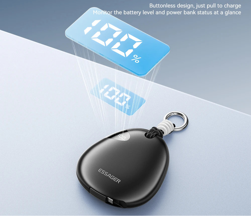 10000Mah Digital Display Power Bank With Retractable 22.5W Fast Charger Built In Lighting Sos For Outdoor Iphone Xiaomi