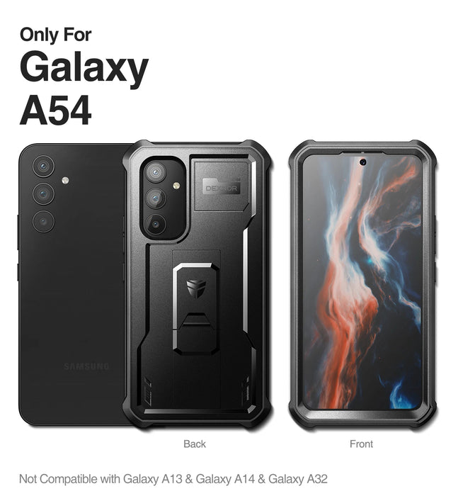 For Samsung Galaxy A54 5G 2023 Full-Body Rugged Holster & Kickstand Shockproof Case With Built-In Screen Protector