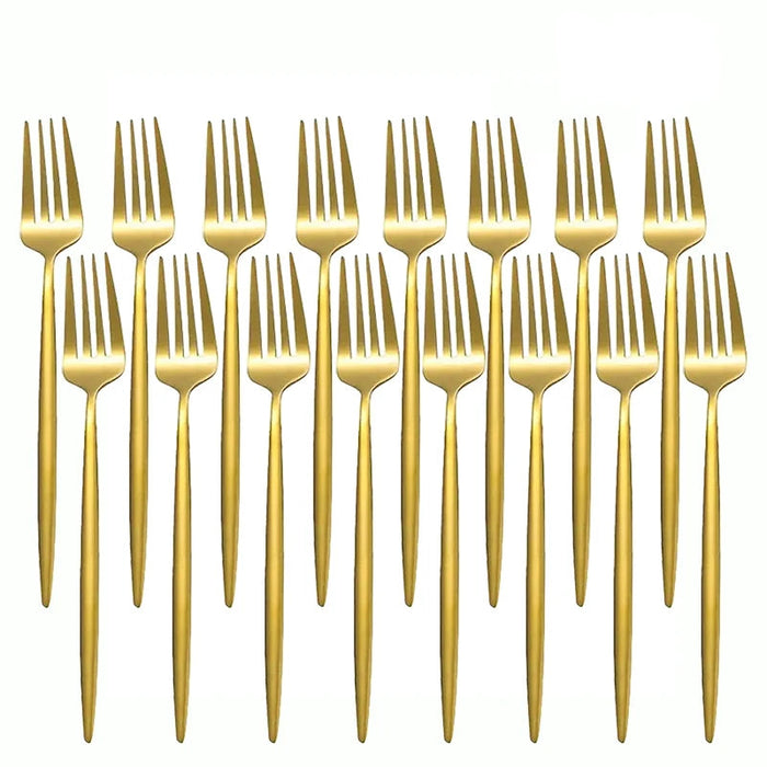 8 / 12 / 16 Piece Stainless Steel Gold Dinner Fork Set For Restaurant Or Banquet
