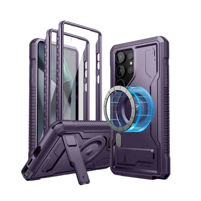 For Samsung Galaxy S24 Ultra 5G Full Body Shockproof Magnetic Case With Built-In Kickstand And Screen Protector