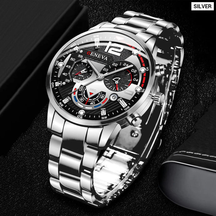 Stainless Steel Analog Watch Calendar