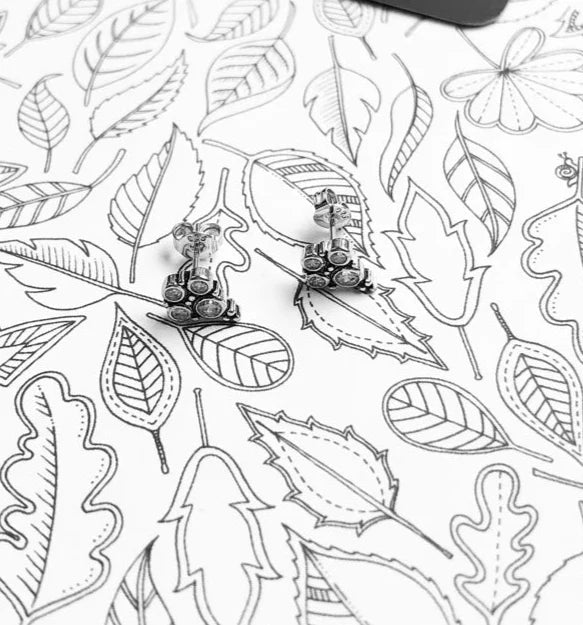 925 Sterling Silver Colourful Stones Stud Earrings