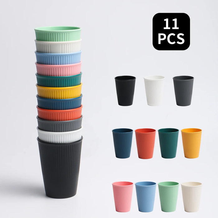 11 Piece Reusable Plastic Cup Set For Family Camping & Picnic