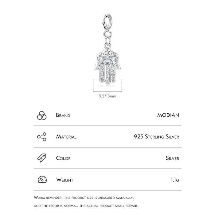 925 Sterling Silver Hamsa Pendant For Women Bracelets & Necklaces
