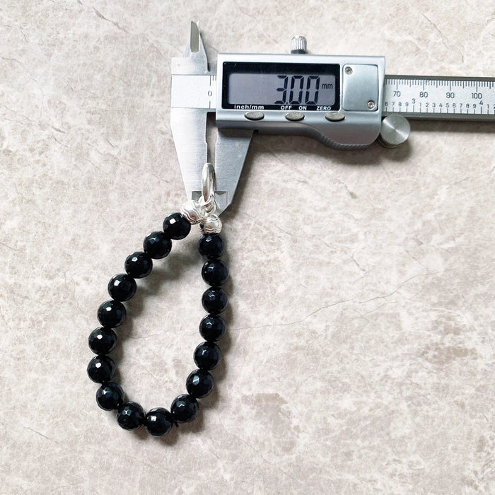 925 Sterling Silver Faceted Onyx Black Bead Bracelets Fine Jewelry For Women