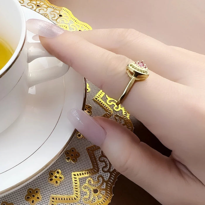 925 Sterling Silver Golden Watermelon Ring Europe Style Fine Jewelry For Women Sweet & Stylish