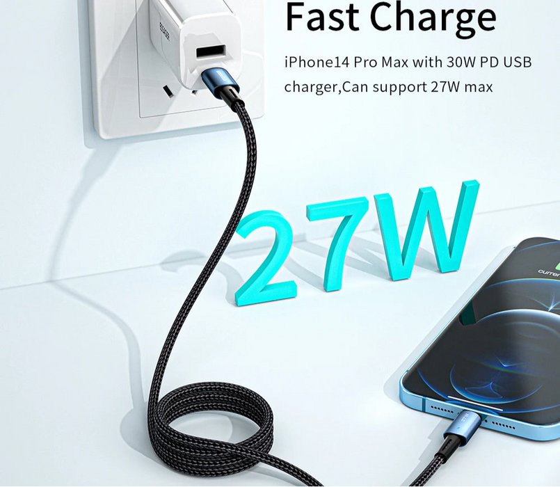 27W Usb C Cable For Iphone 14 13 12 11 Pro Max Xs 20W Fast Charging Cable Type C To Lighting Date Wire For Ipad Macbook
