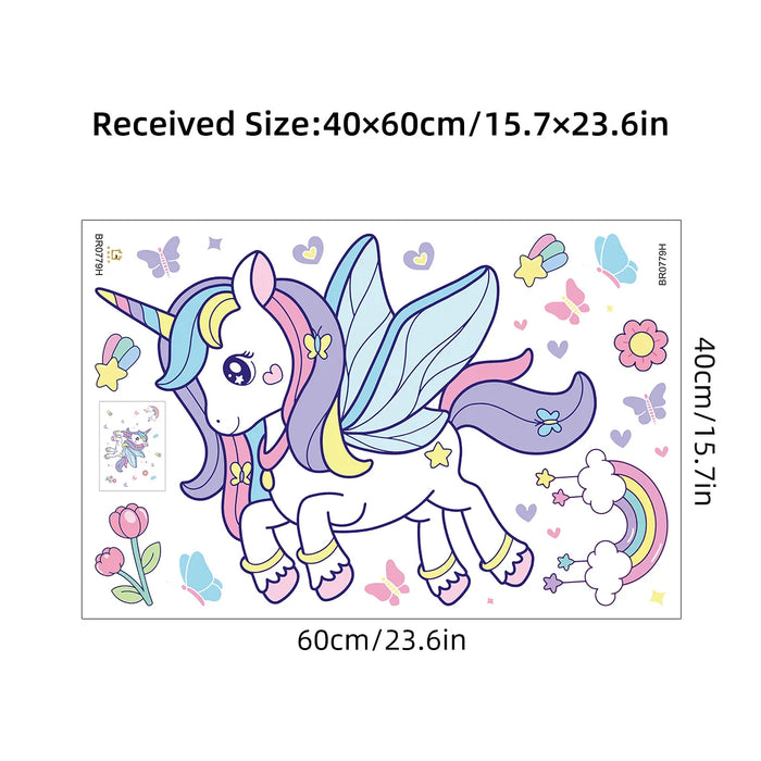 Colourful Unicorn Wall Decals For Kids Room Decor