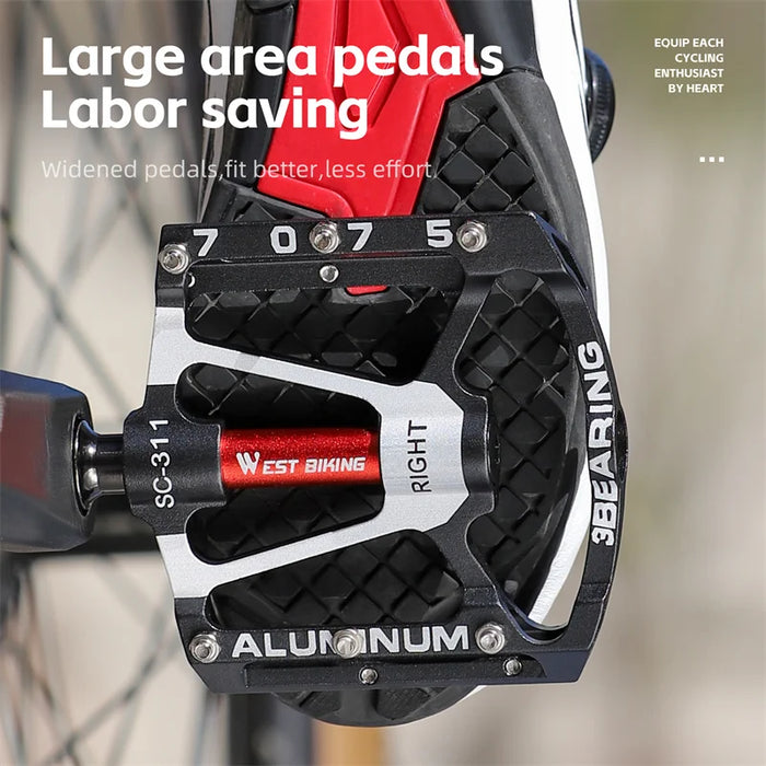Anti Slip Aluminum Bike Pedals 3 Bearings