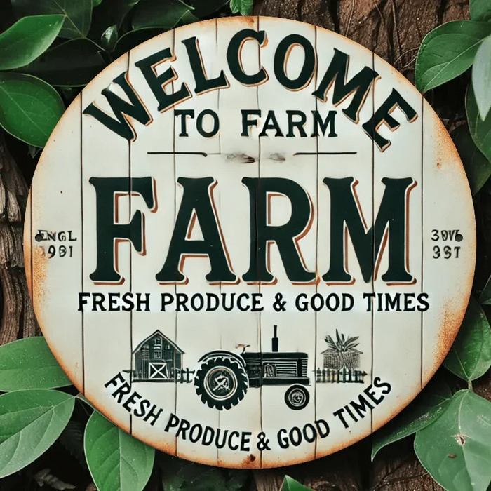 Rustic Wooden Welcome Sign 7.87 Inch Round Door Decor For Home & Office