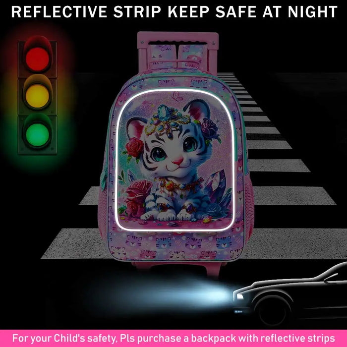 3 Piece Girls Rolling Backpack Set For School