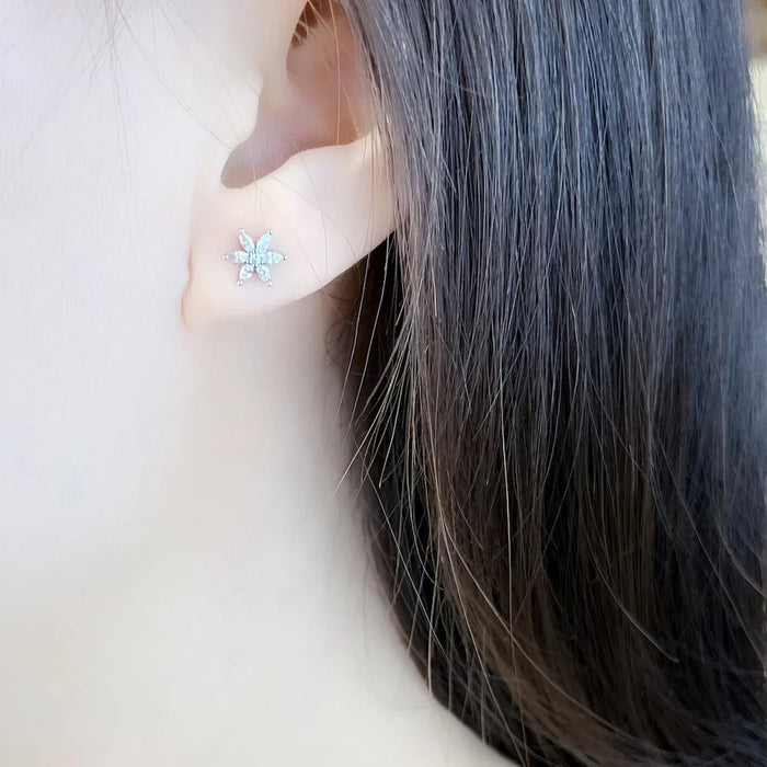 925 Sterling Silver Flower Stud Earrings For Women