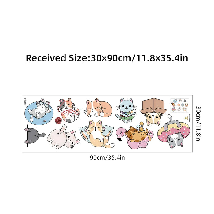 Adorable Cartoon Cat Wall Decals For Kids Room Decor