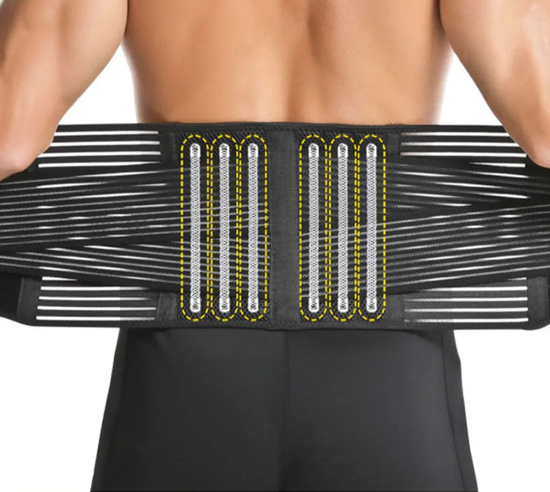 Lower Back Pain Relief Brace With 6 Springs Breathable Lumbar Support Belt For Work Unisex Fit