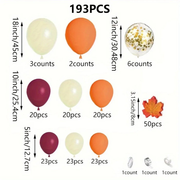 193Pcs Fall Themed Parties Decorated With Balloons And Maple Leaf Decorations For Dances Cocktail Parties And Thanksgiving