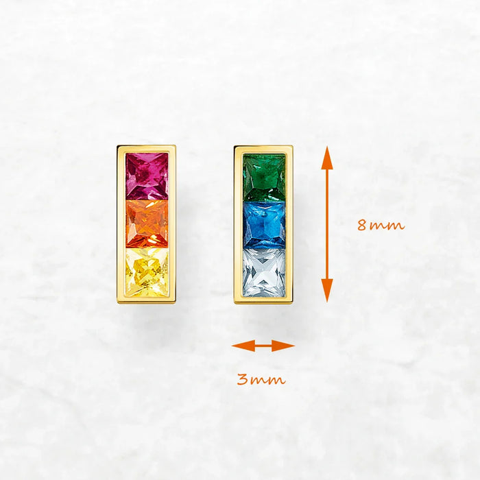 925 Sterling Silver Colourful Stone Stud Earrings
