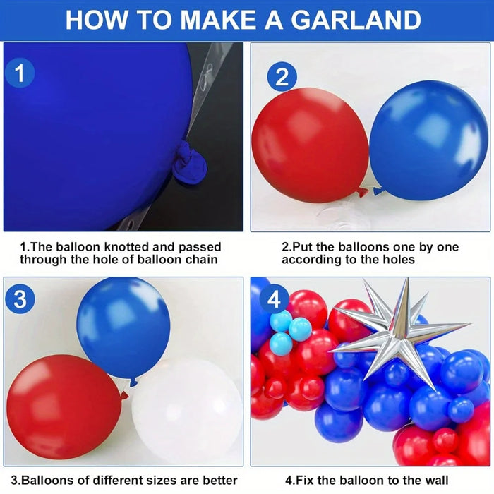 108Pcs Independence Day Balloon Set Suitable For Celebration Decoration Graduation Party Anniversary Veterans Day Decoration