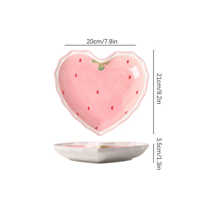3 Piece Strawberry Bowl Spoon And Plate Set For Beautifully Served Desserts
