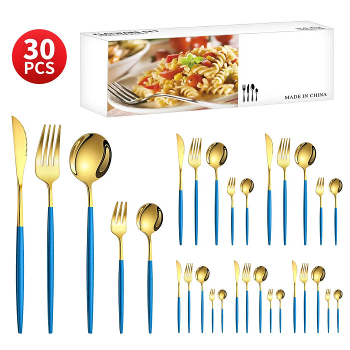 30 Piece Stainless Steel Cutlery Set For Dining Banquets