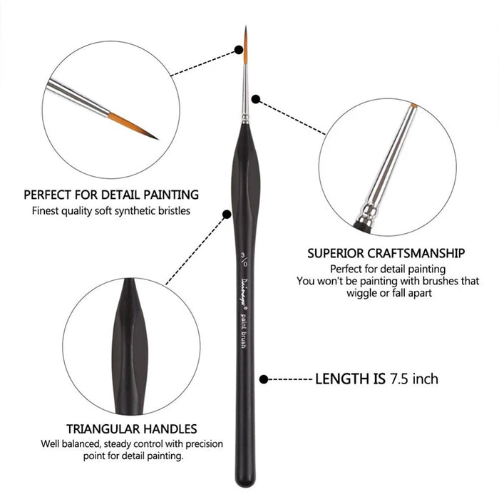 7 Piece Fine Detail Paint Brush Set For Art Acrylic Watercolour Oil Models