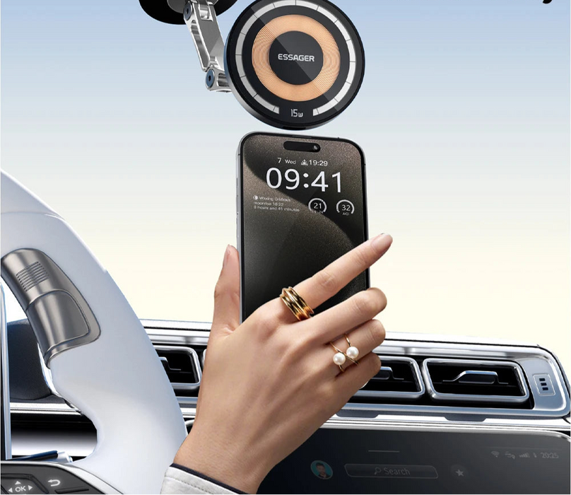 Magnetic Wireless Charger Car Phone Holder 15W Fast Charging Easy Paste Mount Stand For Magsafe Iphone 15 14 13 Pro Max