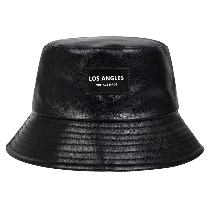 Stylish Unisex Pu Leather Bucket Hat For Outdoor Sun Protection