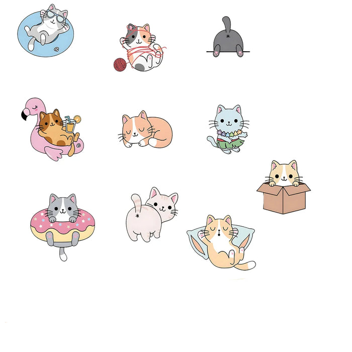 Adorable Cartoon Cat Wall Decals For Kids Room Decor