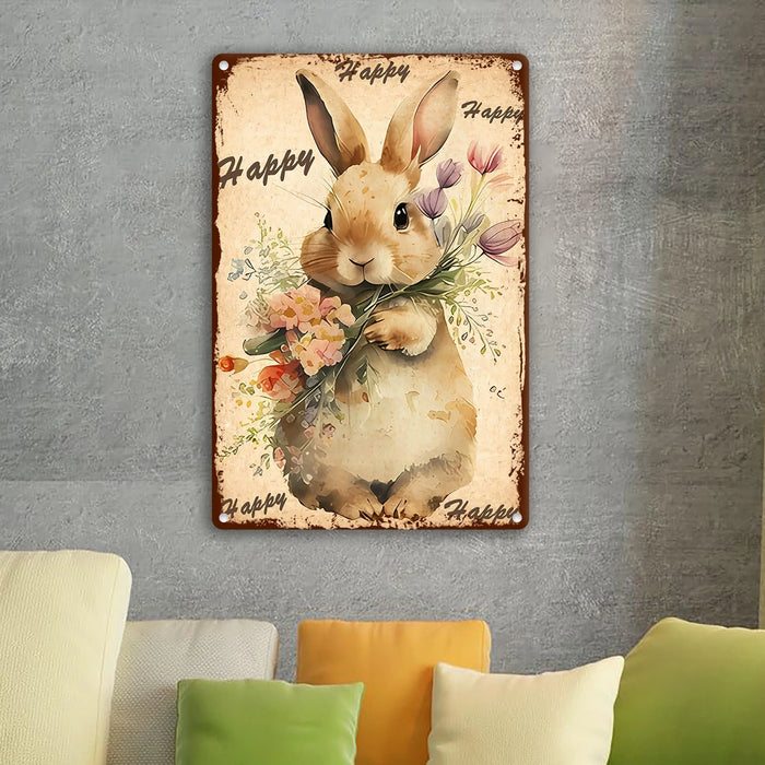 Easter Bunny Metal Sign For Cafe Or Living Room Decor