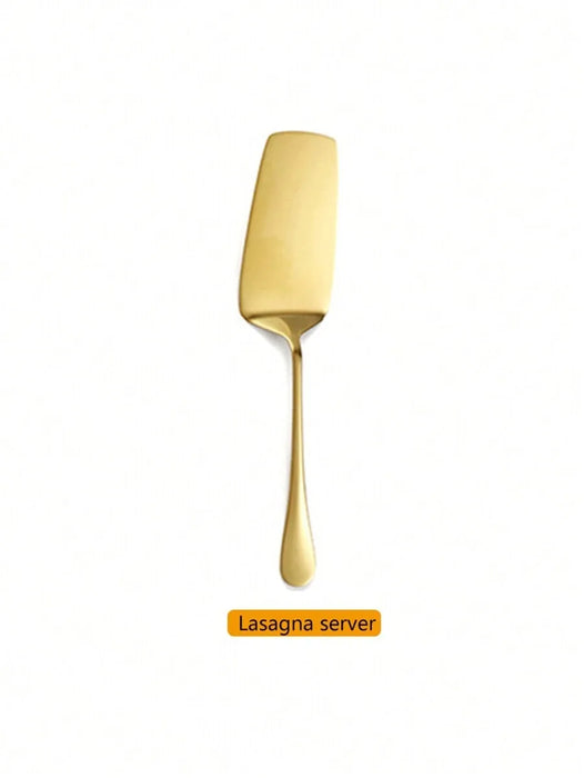 1 / 8 Piece Gold Stainless Steel Cutlery Set With Serving Utensils