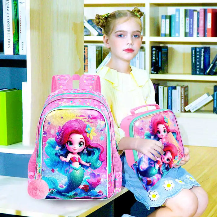 3 Piece Mermaid Backpack Set For Girls 16 Inch Elementary School