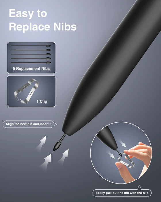 For Samsung Galaxy Tab S10 Fe / S9 Fe Series Stylus Pen With Eraser & 5 Replacement Nibs Precise Writing Palm Rejection