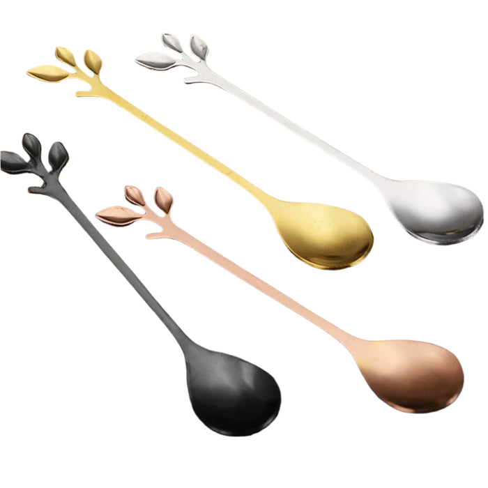 6 Piece Stainless Steel Leaf Scoop Ice Cream Spoons