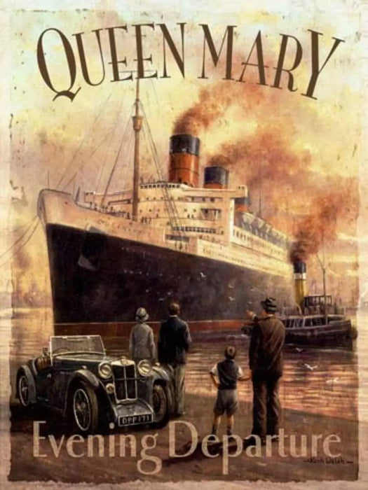 Vintage Queen Mary Ocean Liner Tin Sign