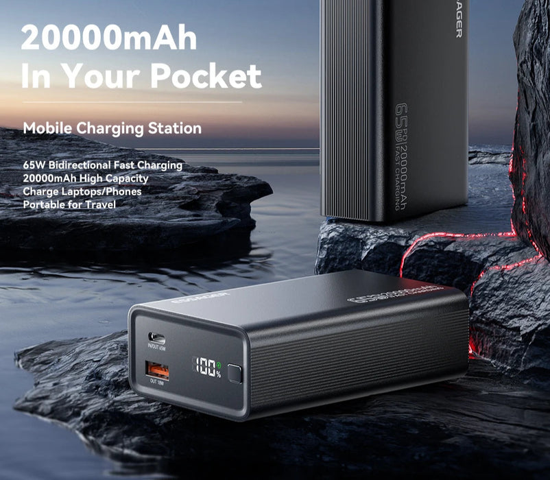 Power Bank 20000Mah Portable Pd 65W Fast Charging Mobile Phone External Battery Powerbank For Phone Laptop Tablet Mac
