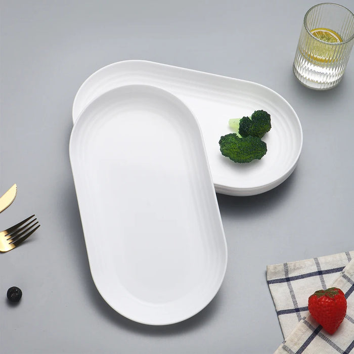 2 / 4 / 6 Piece Reusable Pp Oval Plates For Family Kitchen Picnics