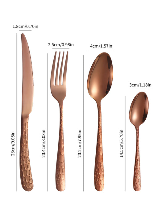 4 / 6 / 16 / 24 Piece Stainless Steel Rose Gold Tableware Set