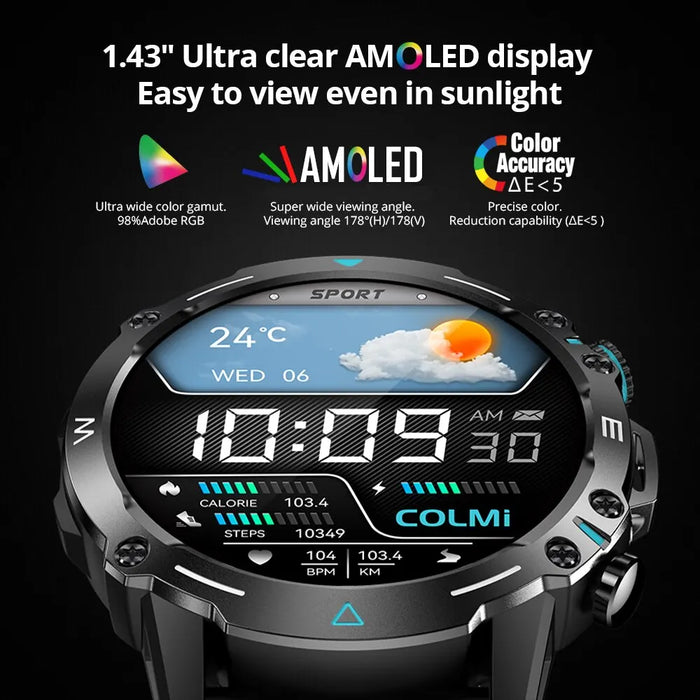 Unisex 1.43 Inch Amoled Smartwatch - 100 Sports Modes