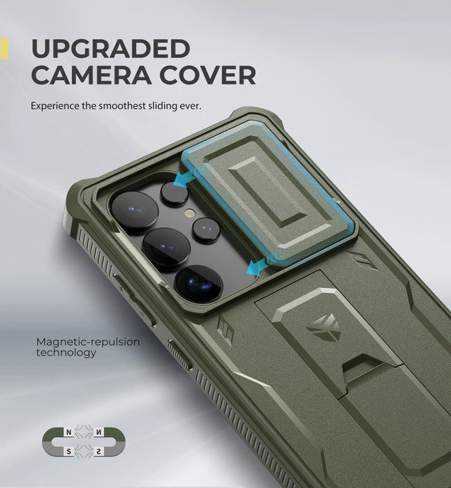 For Samsung Galaxy S25 / S25 Plus / S25 Ultra 2025 Full Body Shockproof Camera Case & Built-In Screen Protector Kickstand