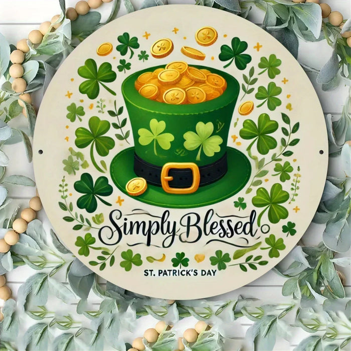 8-Inch St. Patrick'S Day Metal Wall Decor With Leprechaun Hat & Shamrock