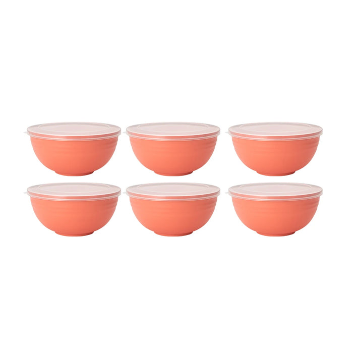 2 / 4 / 6 Piece Reusable Plastic Bowls With Lids For Home Kitchen Camping Work School