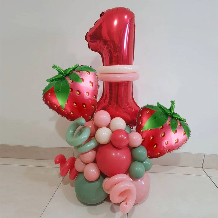 31Pcs Strawberry Themed Set 32-Inch Figure 1 Foil Balloons For Birthday Party Celebrations And Other Balloon Combinations